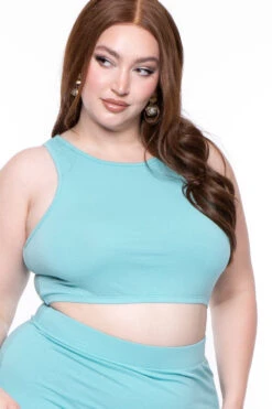 Plus Size Candace Tank And Skirt Matching Set - Teal -Kitchensuppliesdeal curvy sense matching sets plus size candace tank and skirt matching set teal 29448008040545