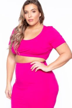 Plus Size Carmen Top & Skirt Matching Set - Fuchsia -Kitchensuppliesdeal curvy sense matching sets plus size carmen top skirt matching set fuchsia 29881947848801