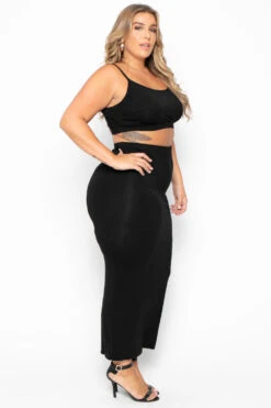 Plus Size Connie Crop Top & Skirt Set - Black 6 Plus Size Connie Crop Top & Skirt Set - Black -Kitchensuppliesdeal curvy sense matching sets plus size connie crop top skirt set black 29706881990753