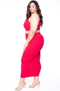 Plus Size Connie Crop Top & Skirt Set - Red 4 Plus Size Connie Crop Top & Skirt Set - Red -Kitchensuppliesdeal curvy sense matching sets plus size connie crop top skirt set red 29881964363873
