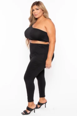 Plus Size Crop Top And Leggings Set - Black 5 Plus Size Crop Top And Leggings Set - Black -Kitchensuppliesdeal curvy sense matching sets plus size crop top and leggings set black 29704386740321