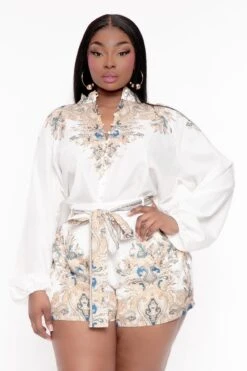 Plus Size Darlene Boarder Print Matching Set -Gold 4 Plus Size Darlene Boarder Print Matching Set -Gold -Kitchensuppliesdeal curvy sense matching sets plus size darlene boarder print matching set gold 32127128174689