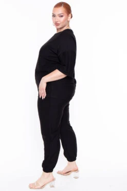 Plus Size Dee Lounge Set- Black -Kitchensuppliesdeal curvy sense matching sets plus size dee lounge set black 29707156815969