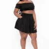 Plus Size Dioceline Off Shoulder Crop Top & Skirt Set - Black 2 Plus Size Dioceline Off Shoulder Crop Top & Skirt Set - Black -Kitchensuppliesdeal curvy sense matching sets plus size dioceline off shoulder crop top skirt set black 31578688815201
