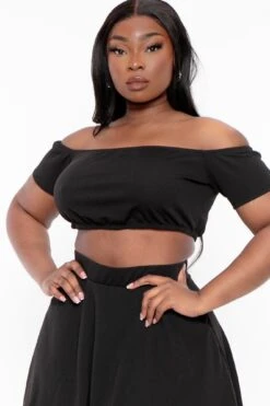 Plus Size Dioceline Off Shoulder Crop Top & Skirt Set - Black 4 Plus Size Dioceline Off Shoulder Crop Top & Skirt Set - Black -Kitchensuppliesdeal curvy sense matching sets plus size dioceline off shoulder crop top skirt set black 31578689241185