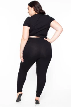 Plus Size Distressed Legging & Crop Top Set - Black 4 Plus Size Distressed Legging & Crop Top Set - Black -Kitchensuppliesdeal curvy sense matching sets plus size distressed legging crop top set black 29707724652641