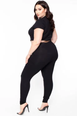 Plus Size Distressed Legging & Crop Top Set - Black 5 Plus Size Distressed Legging & Crop Top Set - Black -Kitchensuppliesdeal curvy sense matching sets plus size distressed legging crop top set black 29707725078625