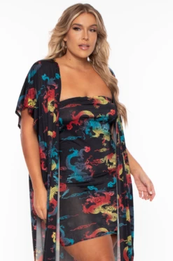 Bluebell Plus Size Dragon Kimono And Dress Set - Black 4 Bluebell Plus Size Dragon Kimono And Dress Set - Black -Kitchensuppliesdeal curvy sense matching sets plus size dragon kimono and dress set black 29703621050465