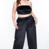 Plus Size Eloise Velour Bandeau & Pant Set - Black -Kitchensuppliesdeal curvy sense matching sets plus size eloise velour bandeau pant set black 29703440728161
