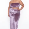 Plus Size Eloise Velour Bandeau & Pant Set - Mauve -Kitchensuppliesdeal curvy sense matching sets plus size eloise velour bandeau pant set mauve 29703433191521