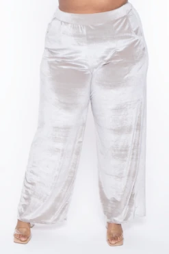 Plus Size Eloise Velour Bandeau & Pant Set - Stone -Kitchensuppliesdeal curvy sense matching sets plus size eloise velour bandeau pant set stone 29705776398433