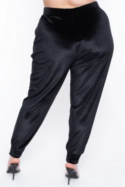 Plus Size Gaby Velour Tank & Jogger Set - Black -Kitchensuppliesdeal curvy sense matching sets plus size gaby velour tank jogger set black 29588747714657