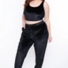 Plus Size Gaby Velour Tank & Jogger Set - Black 1 Plus Size Gaby Velour Tank & Jogger Set - Black -Kitchensuppliesdeal curvy sense matching sets plus size gaby velour tank jogger set black 29588748959841
