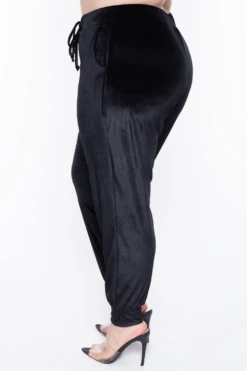 Plus Size Gaby Velour Tank & Jogger Set - Black -Kitchensuppliesdeal curvy sense matching sets plus size gaby velour tank jogger set black 29589969764449
