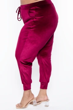 Plus Size Gaby Velour Tank & Jogger Set - Burgundy -Kitchensuppliesdeal curvy sense matching sets plus size gaby velour tank jogger set burgundy 29588558315617