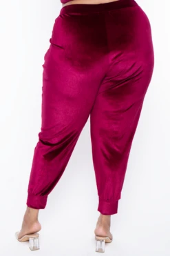 Plus Size Gaby Velour Tank & Jogger Set - Burgundy -Kitchensuppliesdeal curvy sense matching sets plus size gaby velour tank jogger set burgundy 29588558348385