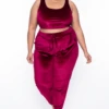 Plus Size Gaby Velour Tank & Jogger Set - Burgundy -Kitchensuppliesdeal curvy sense matching sets plus size gaby velour tank jogger set burgundy 29588748566625