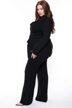Plus Size HBIC Pant Suit - Black -Kitchensuppliesdeal curvy sense matching sets plus size hbic pant suit black 31638864232545