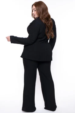 Plus Size HBIC Pant Suit - Black -Kitchensuppliesdeal curvy sense matching sets plus size hbic pant suit black 31638864265313