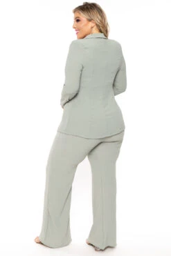Plus Size HBIC Pant Suit - Sage -Kitchensuppliesdeal curvy sense matching sets plus size hbic pant suit sage 30185634889825