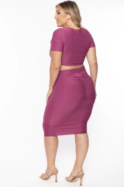 Plus Size Isla Textured Matching Set - Magenta -Kitchensuppliesdeal curvy sense matching sets plus size isla textured matching set magenta 29883814871137