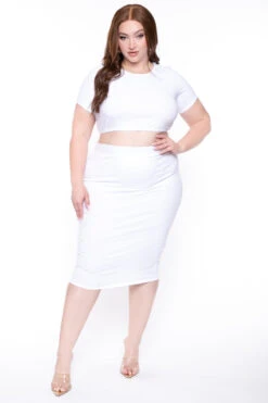 Plus Size Jane Crop Top And Skirt Matching Set- White 5 Plus Size Jane Crop Top And Skirt Matching Set- White -Kitchensuppliesdeal curvy sense matching sets plus size jane crop top and skirt matching set white 29448009220193
