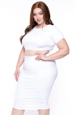 Plus Size Jane Crop Top And Skirt Matching Set- White 4 Plus Size Jane Crop Top And Skirt Matching Set- White -Kitchensuppliesdeal curvy sense matching sets plus size jane crop top and skirt matching set white 29448022261857