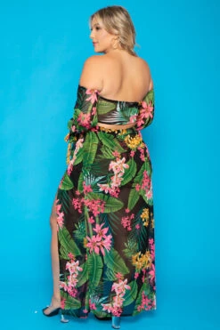 Plus Size Kiki Floral Matching Skirt Set - Black -Kitchensuppliesdeal curvy sense matching sets plus size kiki floral matching skirt set black 29586680643681