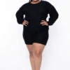 Plus Size Knit Sweater And Shorts Set - Black -Kitchensuppliesdeal curvy sense matching sets plus size knit sweater and shorts set black 29587183075425