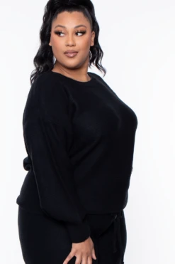Plus Size Knit Sweater And Shorts Set - Black -Kitchensuppliesdeal curvy sense matching sets plus size knit sweater and shorts set black 29587205259361