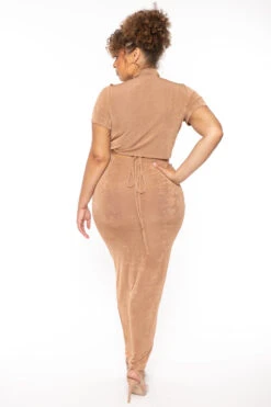 Plus Size Leanne Slinky Matching Set - Camel -Kitchensuppliesdeal curvy sense matching sets plus size leanne slinky matching set camel 30496777764961