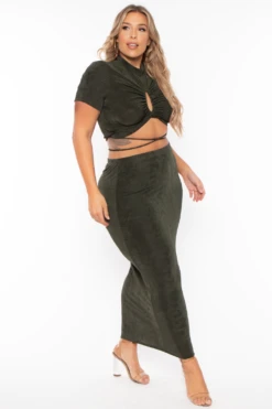 Plus Size Leanne Slinky Matching Set - Olive 4 Plus Size Leanne Slinky Matching Set - Olive -Kitchensuppliesdeal curvy sense matching sets plus size leanne slinky matching set olive 29442575827041
