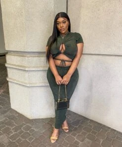 Plus Size Leanne Slinky Matching Set - Olive 6 Plus Size Leanne Slinky Matching Set - Olive -Kitchensuppliesdeal curvy sense matching sets plus size leanne slinky matching set olive 29586692538465