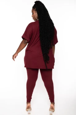 Plus Size Lexa Tee And Legging Pant Set - Burgundy -Kitchensuppliesdeal curvy sense matching sets plus size lexa tee and legging pant set burgundy 30021045059681