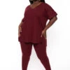 Plus Size Lexa Tee And Legging Pant Set - Burgundy -Kitchensuppliesdeal curvy sense matching sets plus size lexa tee and legging pant set burgundy 30026066919521
