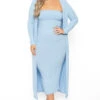 Plus Size Lizah Tube Dress And Cardigan Set - Baby Blue -Kitchensuppliesdeal curvy sense matching sets plus size lizah tube dress and cardigan set baby blue 30026205397089