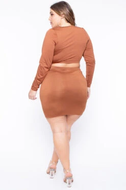 Plus Size Minnie Matching Set - Cognac -Kitchensuppliesdeal curvy sense matching sets plus size minnie matching set cognac 29885513269345