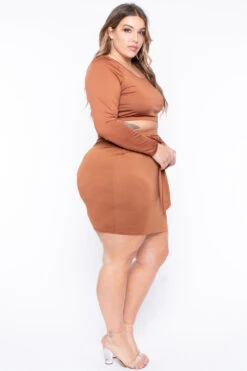 Plus Size Minnie Matching Set - Cognac -Kitchensuppliesdeal curvy sense matching sets plus size minnie matching set cognac 29885513728097