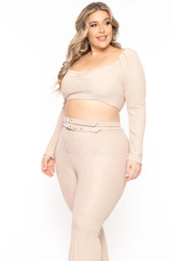 Plus Size Myla 2PC Cropped Matching Set - Khaki 5 Plus Size Myla 2PC Cropped Matching Set - Khaki -Kitchensuppliesdeal curvy sense matching sets plus size myla 2pc cropped matching set khaki 31475388907617