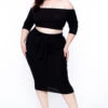 Plus Size Off The Shoulder Matching Set - Black -Kitchensuppliesdeal curvy sense matching sets plus size off the shoulder matching set black 29447666368609
