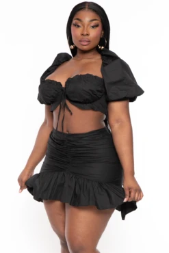 Plus Size Poplin Top & Skirt Set - Black 5 Plus Size Poplin Top & Skirt Set - Black -Kitchensuppliesdeal curvy sense matching sets plus size poplin top skirt set black 32108269404257