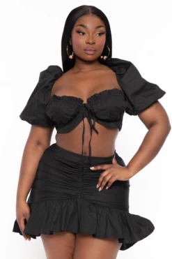 Plus Size Poplin Top & Skirt Set - Black 4 Plus Size Poplin Top & Skirt Set - Black -Kitchensuppliesdeal curvy sense matching sets plus size poplin top skirt set black 32108269437025
