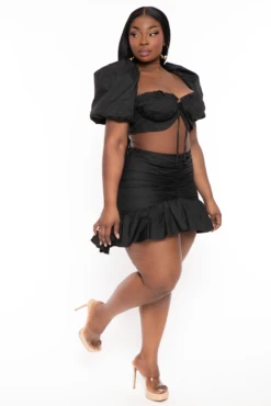Plus Size Poplin Top & Skirt Set - Black 6 Plus Size Poplin Top & Skirt Set - Black -Kitchensuppliesdeal curvy sense matching sets plus size poplin top skirt set black 32108269535329
