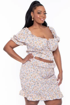 Plus Size Primrose Matching Skirt Set - Blue 4 Plus Size Primrose Matching Skirt Set - Blue -Kitchensuppliesdeal curvy sense matching sets plus size primrose matching skirt set blue 29264039247969