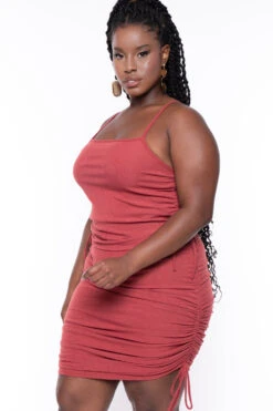 Plus Size Ruched Crop Top & Skirt Set - Terracotta -Kitchensuppliesdeal curvy sense matching sets plus size ruched crop top skirt set terracotta 29448745549921