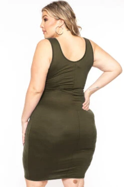 Plus Size Shayla 2PC Cardigan And Dress - Olive -Kitchensuppliesdeal curvy sense matching sets plus size shayla 2pc cardigan and dress olive 31372083560545