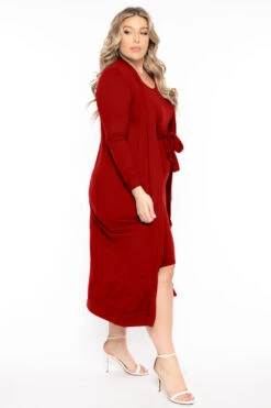 Plus Size Shayla 2PC Cardigan And Dress -Red 4 Plus Size Shayla 2PC Cardigan And Dress -Red -Kitchensuppliesdeal curvy sense matching sets plus size shayla 2pc cardigan and dress red 32127035539553