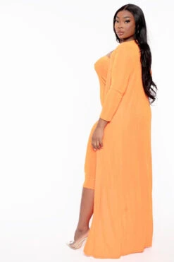 Plus Size Shelly 2PC Duster And Tube Dress - Orange -Kitchensuppliesdeal curvy sense matching sets plus size shelly 2pc duster and tube dress orange 31903621709921