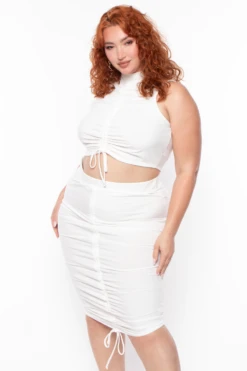 Plus Size Sora Crop Top & Skirt Set - Ivory -Kitchensuppliesdeal curvy sense matching sets plus size sora crop top skirt set ivory 29254009454689