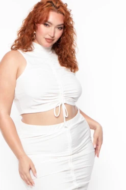 Plus Size Sora Crop Top & Skirt Set - Ivory -Kitchensuppliesdeal curvy sense matching sets plus size sora crop top skirt set ivory 29254009552993